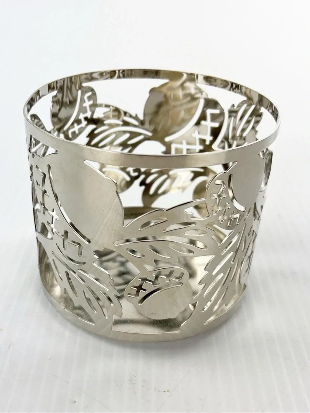 Bath & Body Works Slatkin Co. Silver Metal Acorn Leaves Three Wick Candle Holder